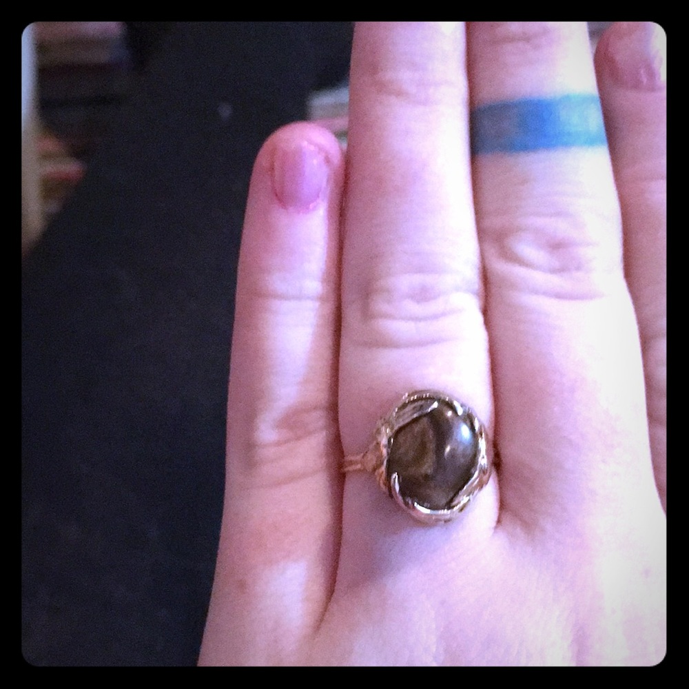 Polished wood filagree ring